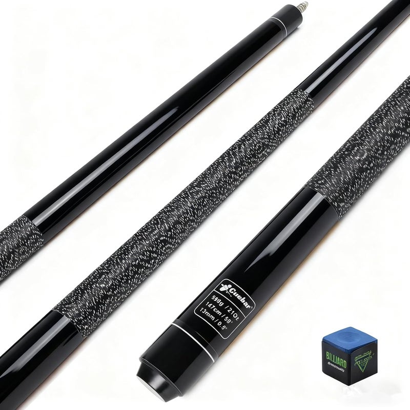 CUEBAR Pool Stick for Adults - 58" 2-Piece Maple Billiard Cue with 13mm Tip & Linen Grip - Choose from 8 Colors & 4 Weights (18-21oz) - Perfect for Home Bar or Game Room - Image 1